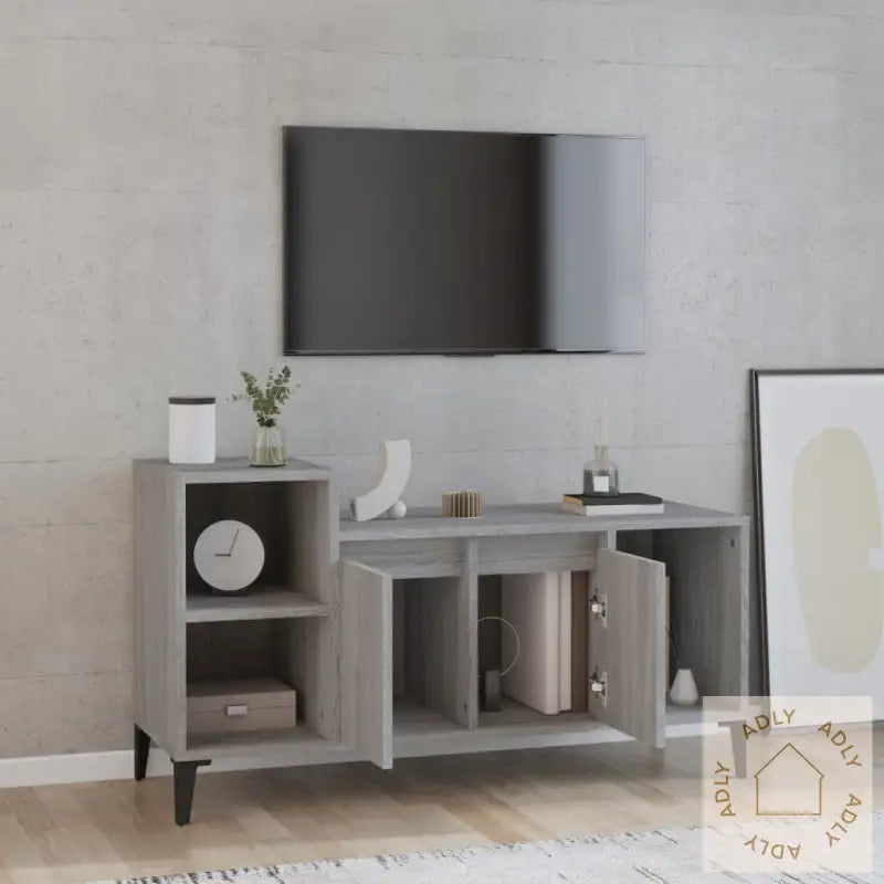 Tv-Benk Grå Sonoma 100X35X55 Cm Konstruert Tre