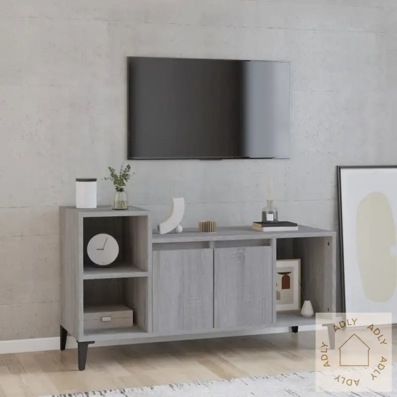 Tv-Benk Grå Sonoma 100X35X55 Cm Konstruert Tre