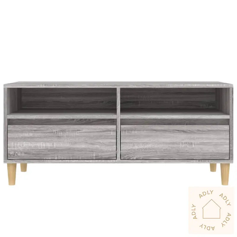 Tv-Benk Grå Sonoma 100X34,5X44,5 Cm Konstruert Tre
