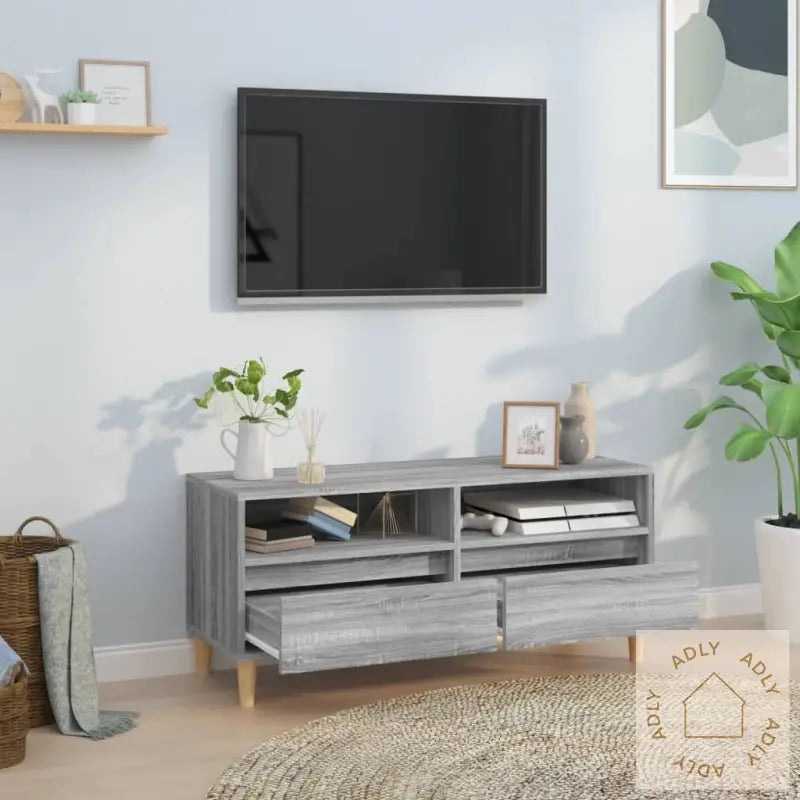 Tv-Benk Grå Sonoma 100X34,5X44,5 Cm Konstruert Tre