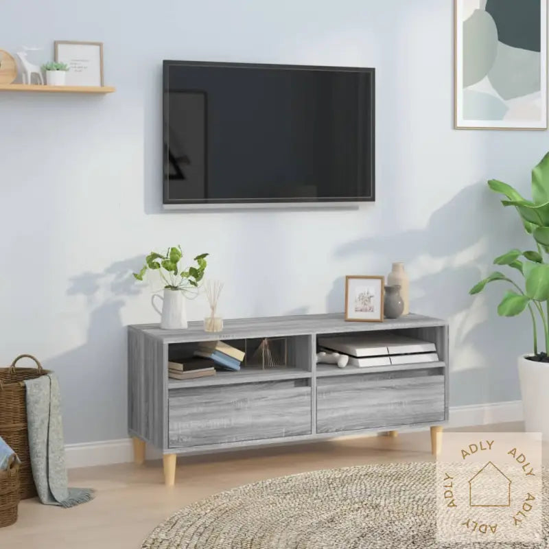 Tv-Benk Grå Sonoma 100X34,5X44,5 Cm Konstruert Tre