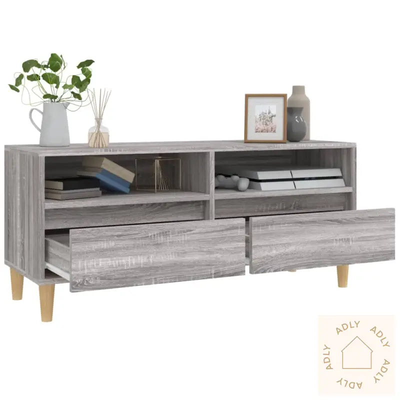 Tv-Benk Grå Sonoma 100X34,5X44,5 Cm Konstruert Tre