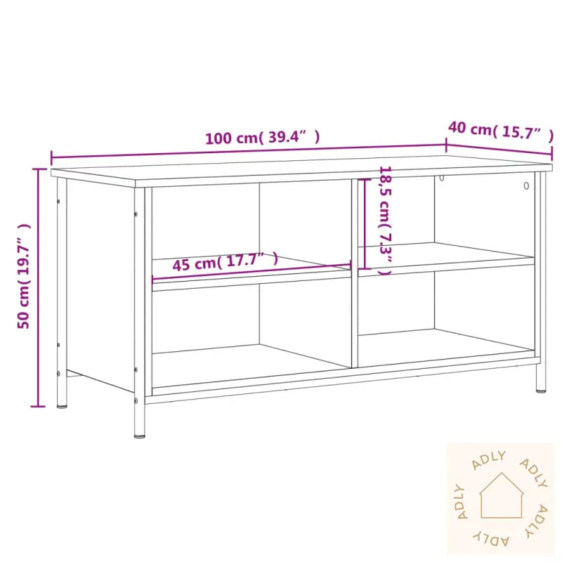 Tv-Benk Grå Sonoma 100X40X50 Cm Konstruert Tre