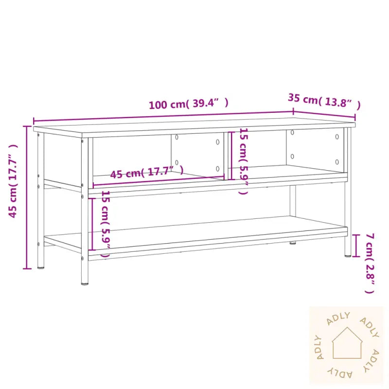 Tv-Benk Sonoma Eik 100X35X45 Cm Konstruert Tre