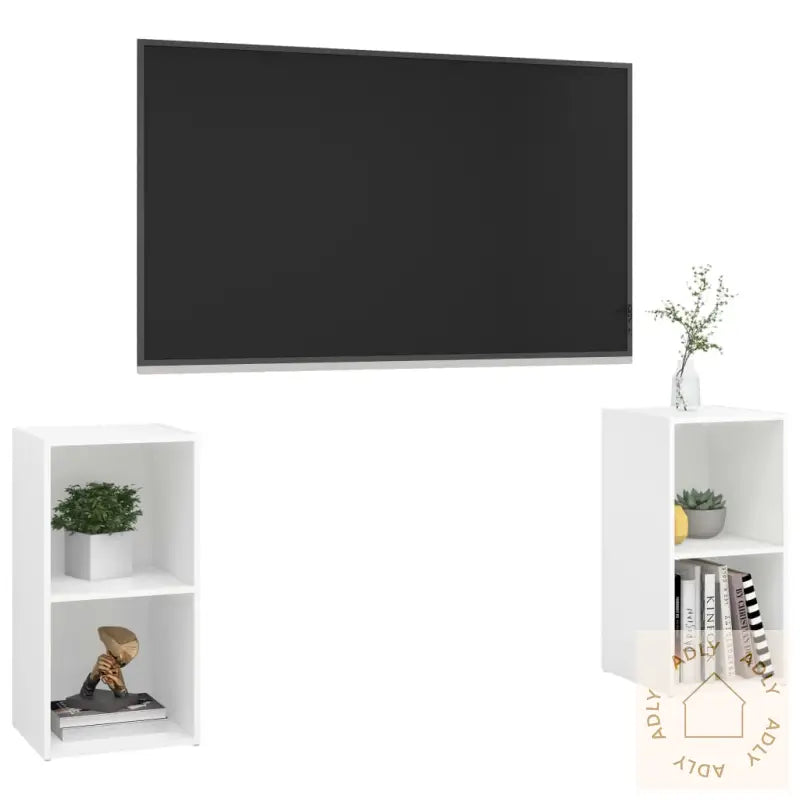 Tv-Benker 2 Stk Hvit 72X35X36,5 Cm Konstruert Tre