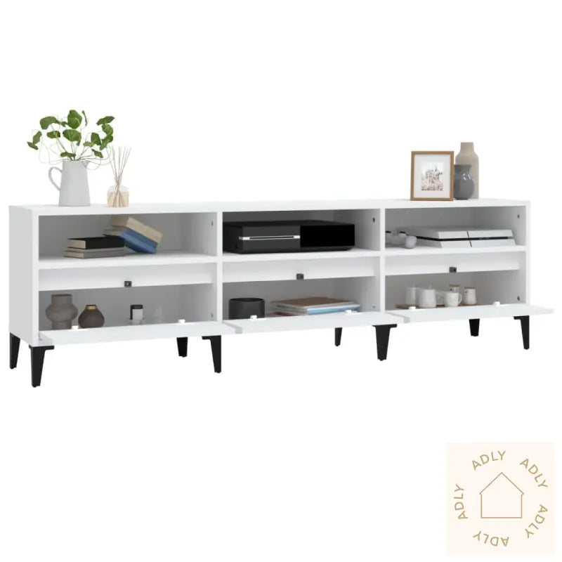 Tv-Benk Hvit 150X30X44,5 Cm Konstruert Tre