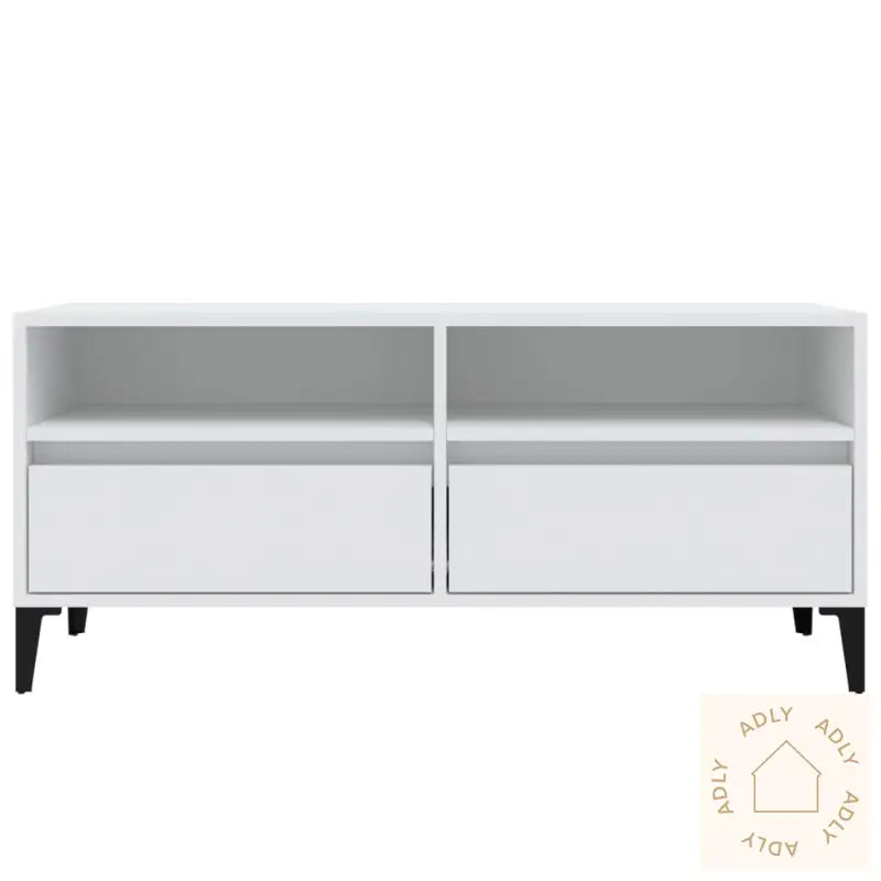 Tv-Benk Hvit 100X34,5X44,5 Cm Konstruert Tre