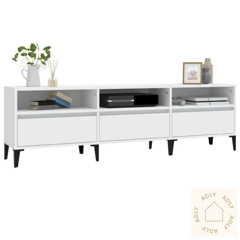 Tv-Benk Hvit 150X30X44,5 Cm Konstruert Tre