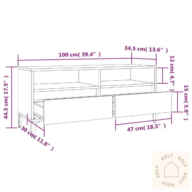 Tv-Benk Hvit 100X34,5X44,5 Cm Konstruert Tre