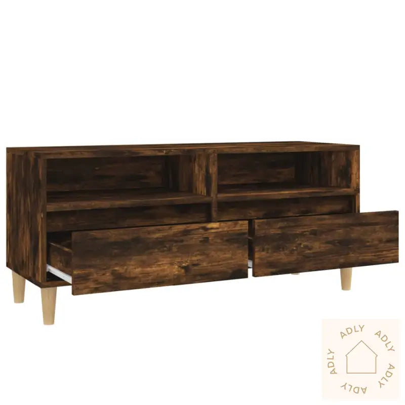 Tv-Benk Røkt Eik 100X34,5X44,5 Cm Konstruert Tre