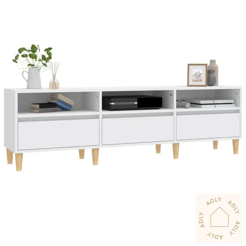 Tv-Benk Hvit 150X30X44,5 Cm Konstruert Tre