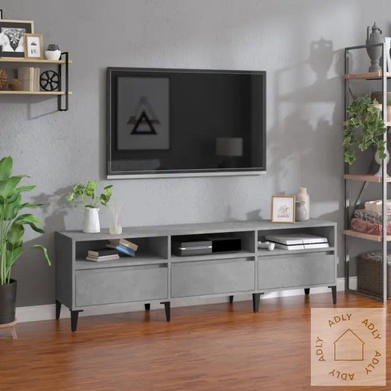 Tv-Benk Betonggrå 150X30X44,5 Cm Konstruert Tre