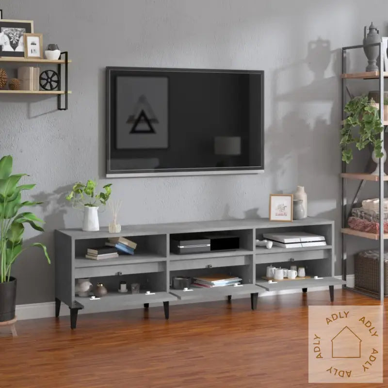 Tv-Benk Betonggrå 150X30X44,5 Cm Konstruert Tre