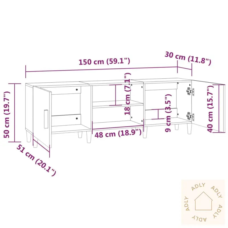 Tv-Benk Hvit 150X30X50 Cm Konstruert Tre