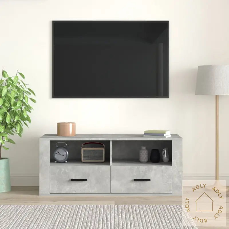 Tv-Benk Betonggrå 100X35X40 Cm Konstruert Tre