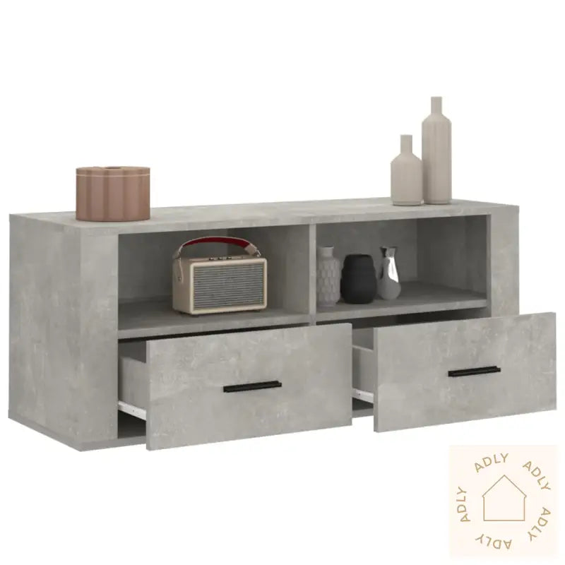 Tv-Benk Betonggrå 100X35X40 Cm Konstruert Tre