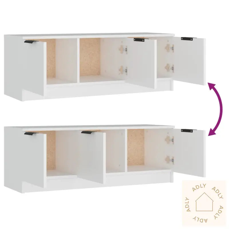 Tv-Benk Hvit 102X35X36,5 Cm Konstruert Tre