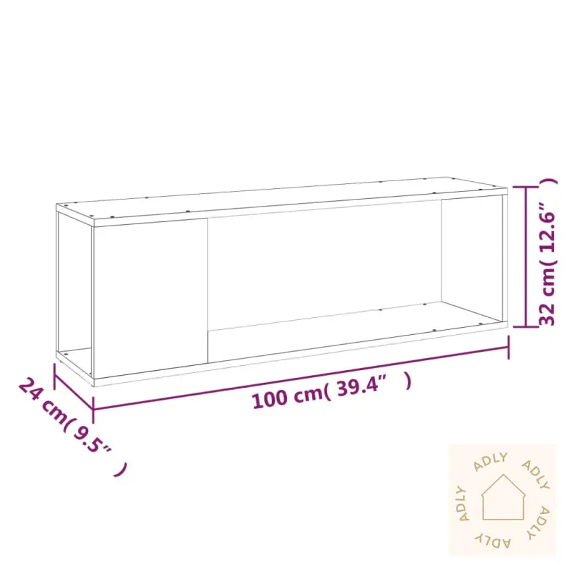 Tv-Benk Høyglans Hvit 100X24X32 Cm Konstruert Tre
