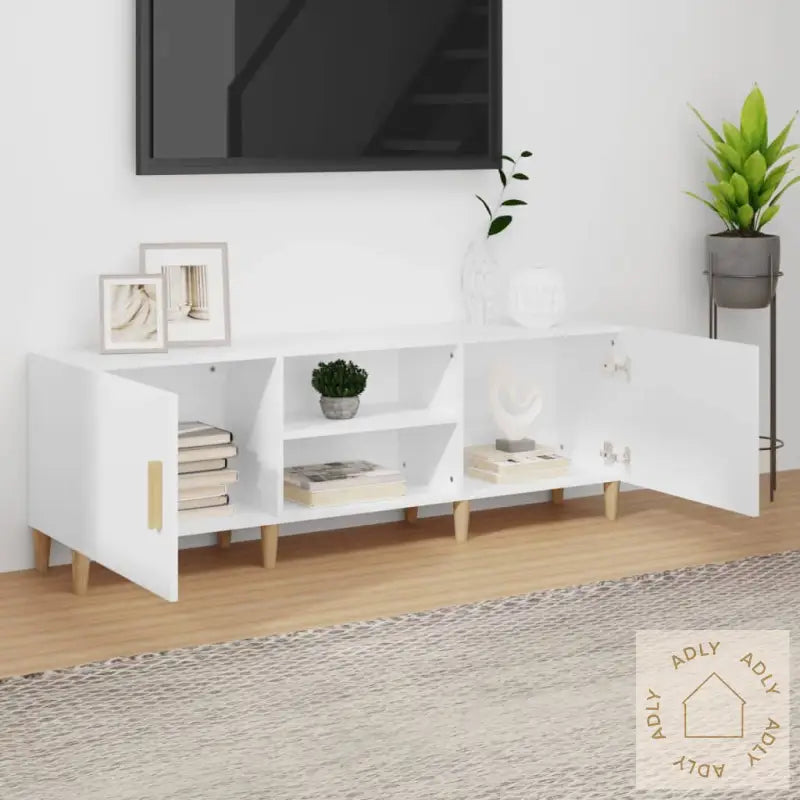 Tv-Benk Hvit 150X30X50 Cm Konstruert Tre