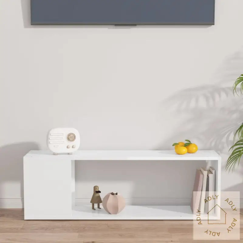 Tv-Benk Høyglans Hvit 100X24X32 Cm Konstruert Tre