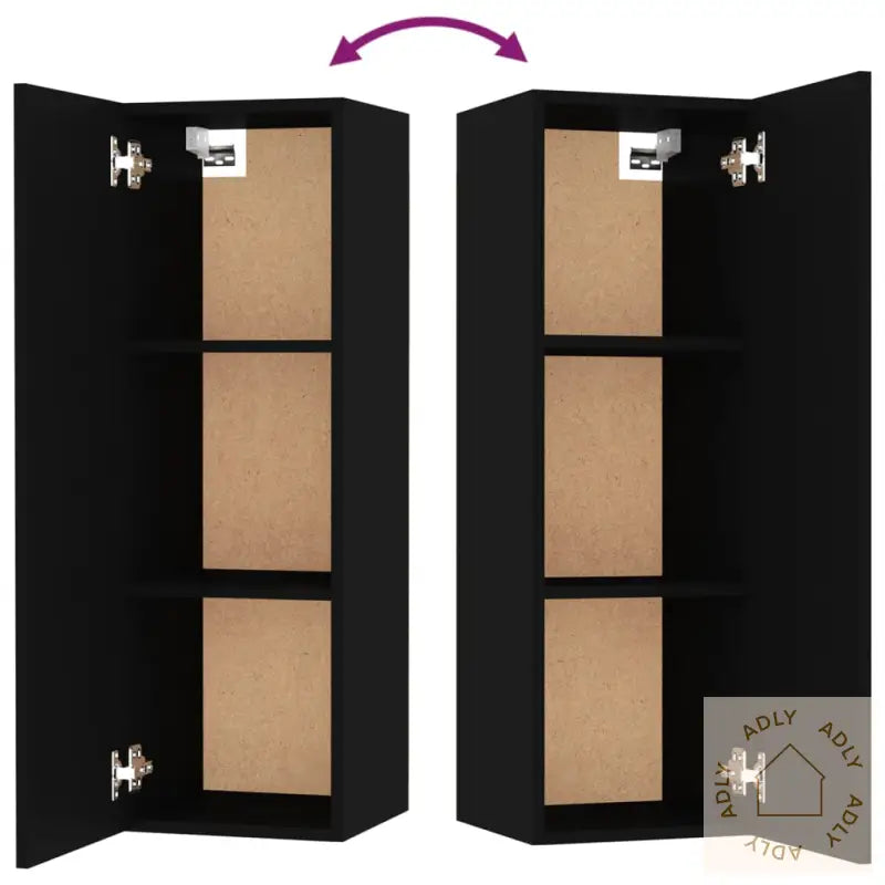 Tv-Skapsett 8 Deler Svart Konstruert Tre