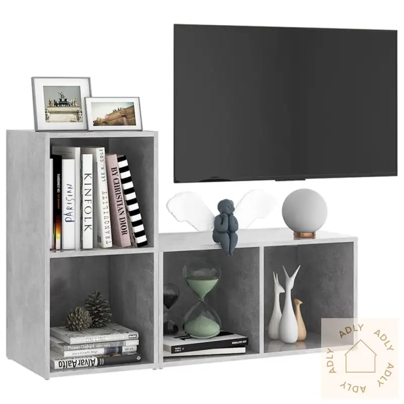 Tv-Benker 2 Stk Betonggrå 72X35X36,5 Cm Konstruert Tre