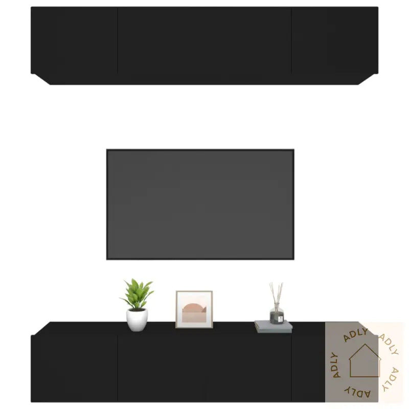 Tv-Benker 4 Stk Svart 80X30X30 Cm Konstruert Tre