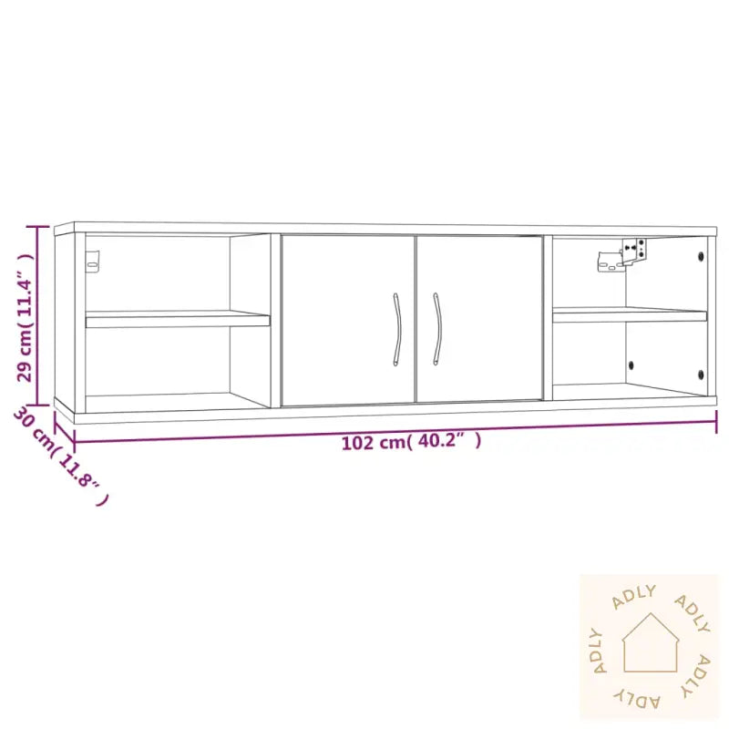 Vegghylle Grå Sonoma 102X30X29 Cm Konstruert Tre