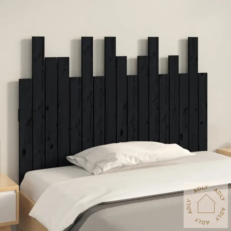 Veggmontert Sengegavl Svart 108X3X80 Cm Heltre Furu