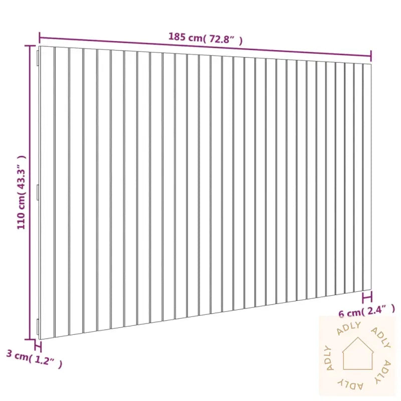 Veggmontert Sengegavl Hvit 185X3X110 Cm Heltre Furu