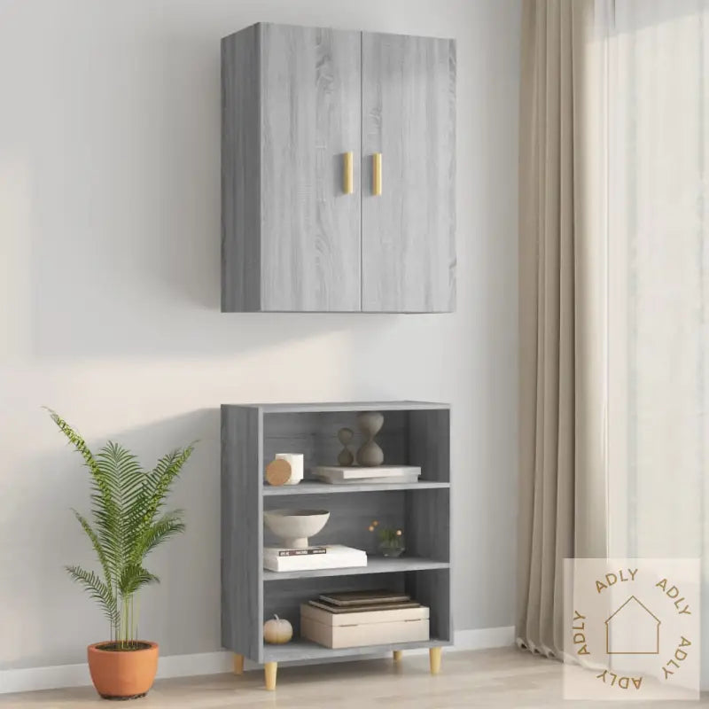 Hengende Veggskap Grå Sonoma 69,5X34X90 Cm