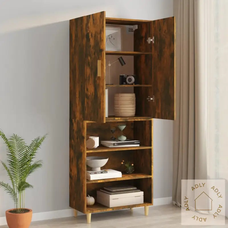 Hengende Veggskap Røkt Eik 69,5X34X90 Cm