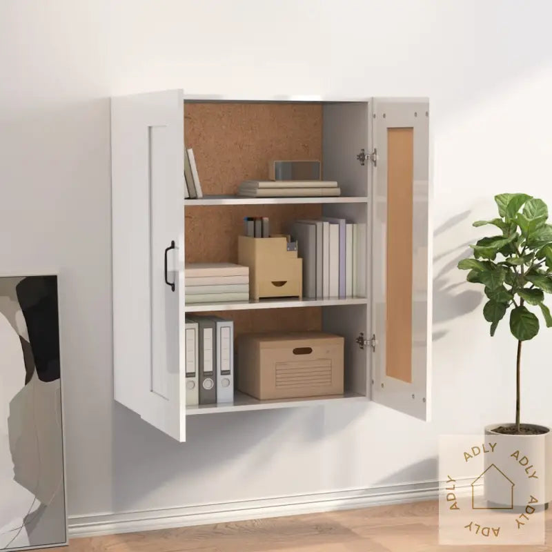 Hengende Veggskap Høyglans Hvit 69,5X32,5X90 Cm