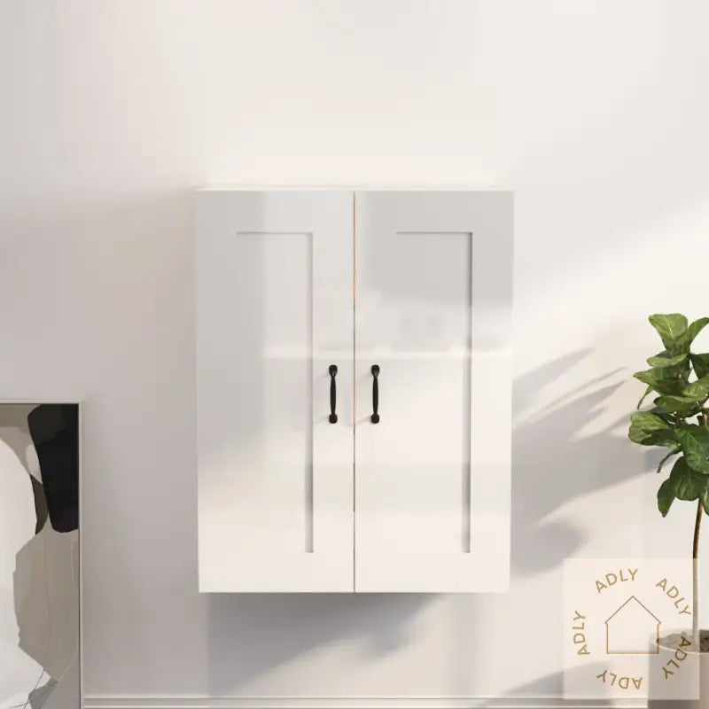 Hengende Veggskap Høyglans Hvit 69,5X32,5X90 Cm