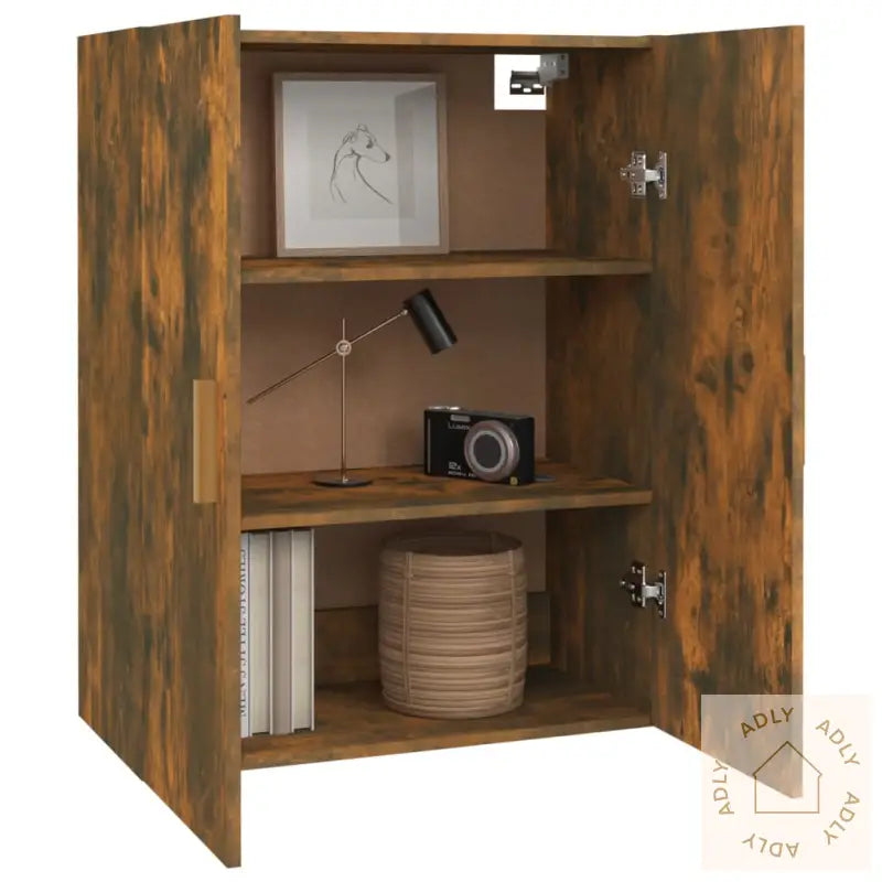 Hengende Veggskap Røkt Eik 69,5X34X90 Cm