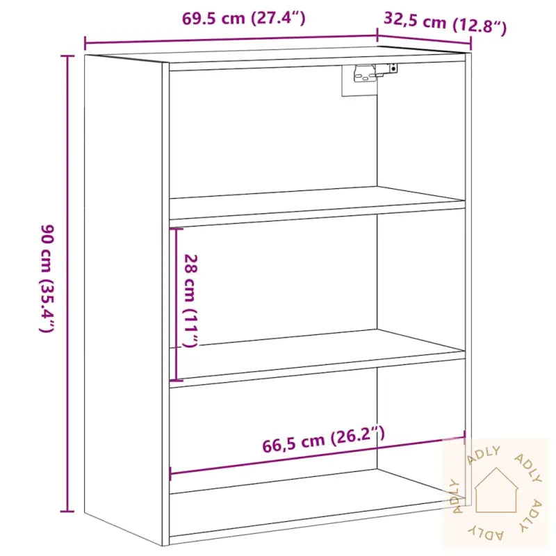 Hengende Veggskap Gammelt Tre 69,5X32,5X90 Cm