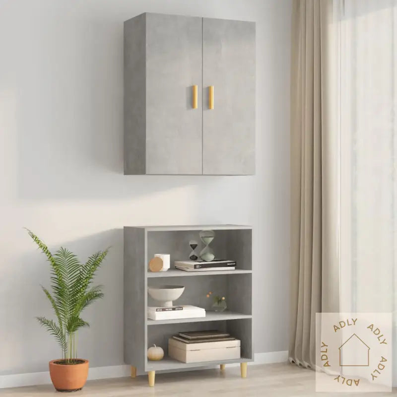 Hengende Veggskap Betonggrå 69,5X34X90 Cm