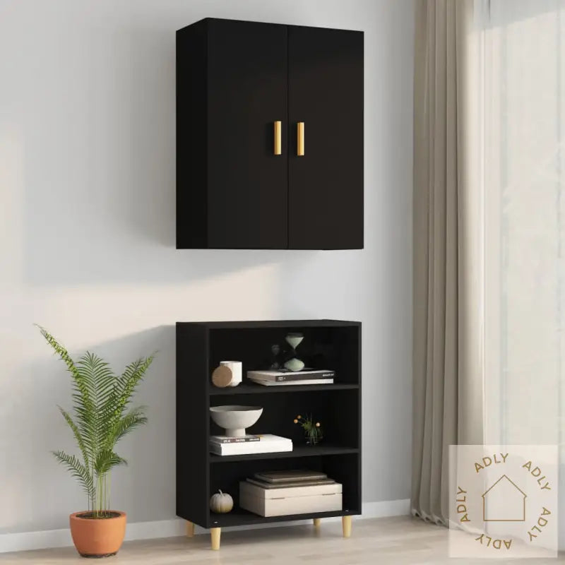 Hengende Veggskap Svart 69,5X34X90 Cm