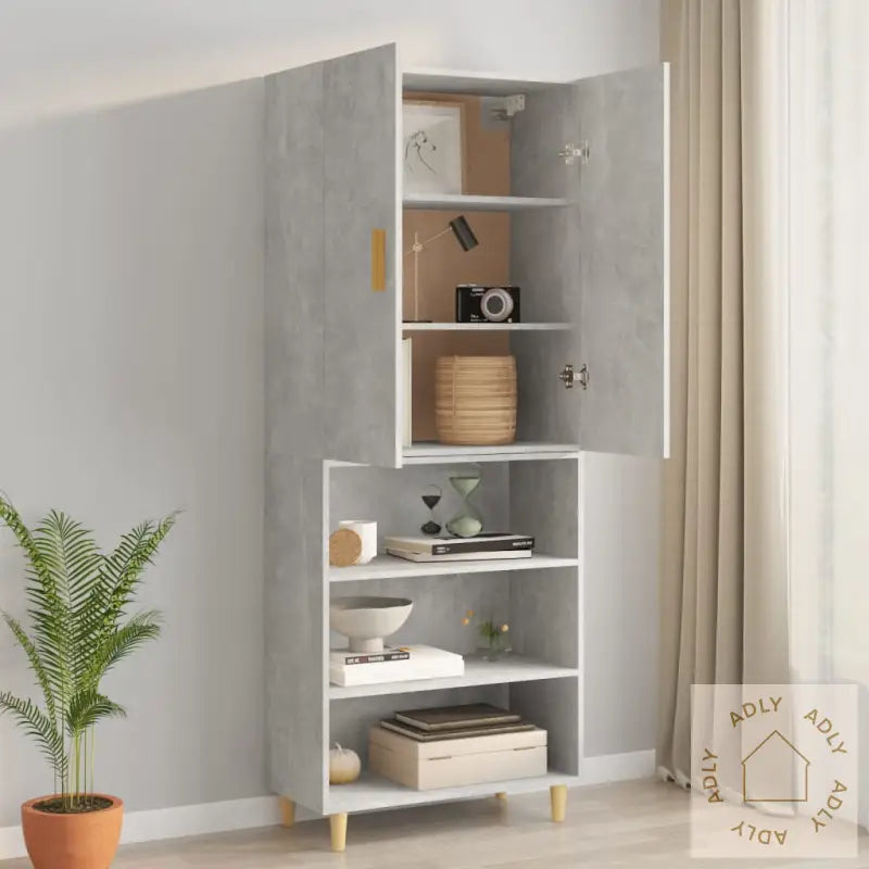 Hengende Veggskap Betonggrå 69,5X34X90 Cm