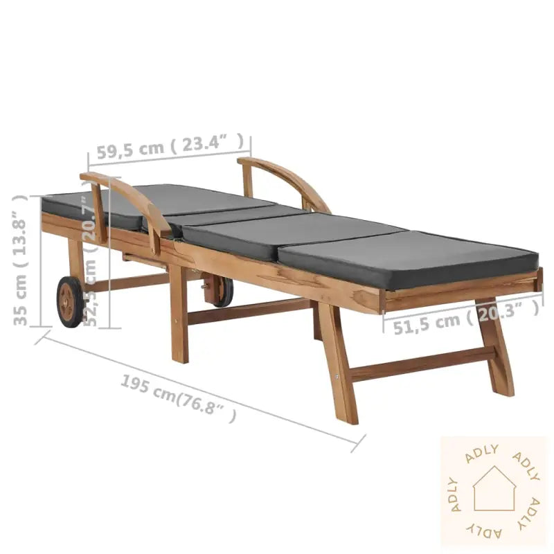 Solsenger Med Puter 2 Stk Heltre Teak Grå