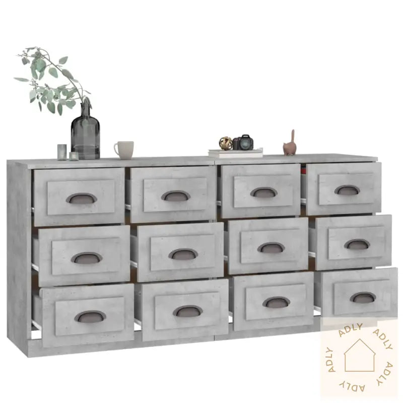 Skjenker 2 Stk Betonggrå Konstruert Tre