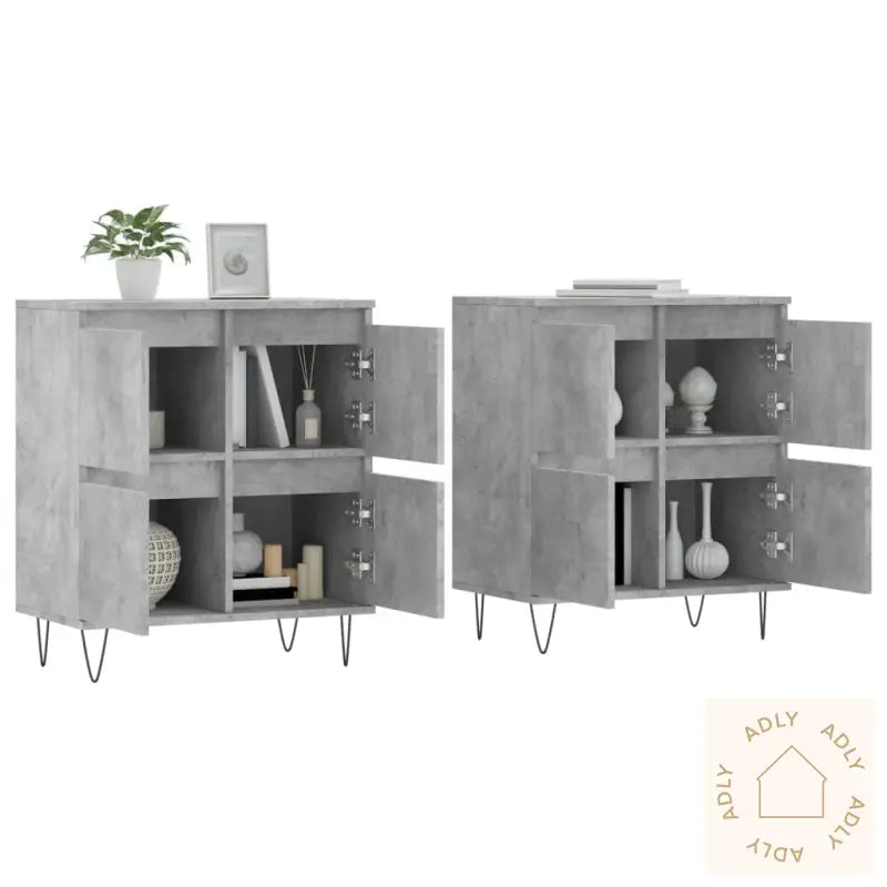 Skjenker 2 Stk Betonggrå Konstruert Tre