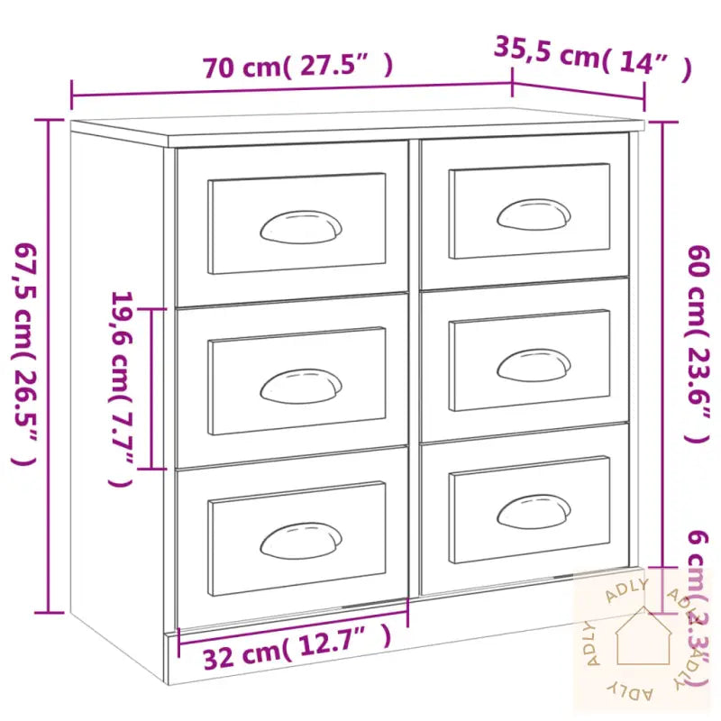 Skjenker 2 Stk Betonggrå Konstruert Tre