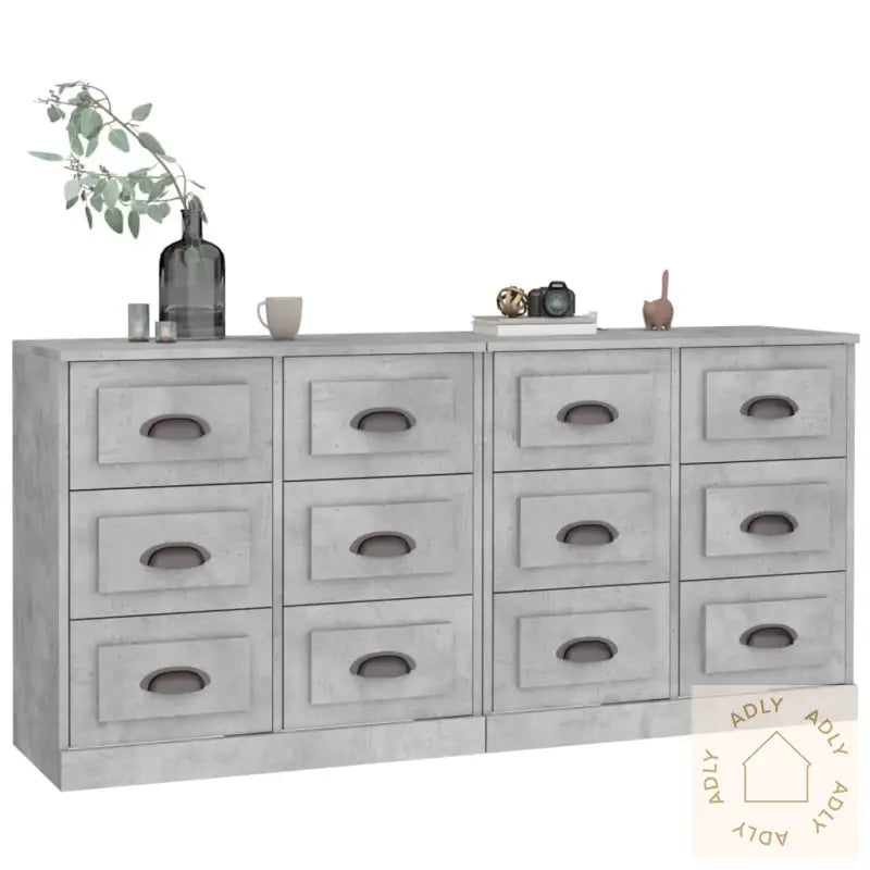 Skjenker 2 Stk Betonggrå Konstruert Tre