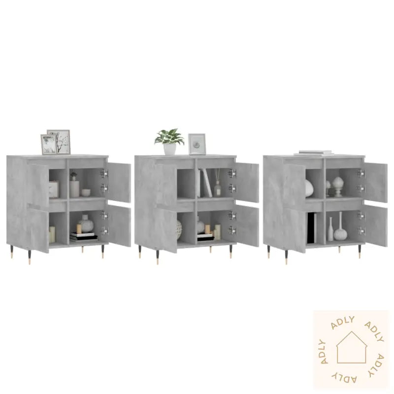 Skjenker 3 Stk Betonggrå Konstruert Tre