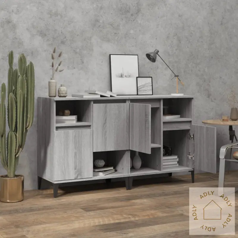 Skjenker 2 Stk Grå Sonoma 60X35X70 Cm Konstruert Tre