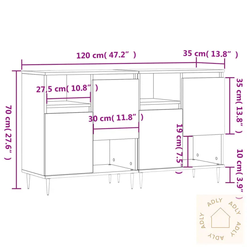 Skjenker 2 Stk Røkt Eik Konstruert Tre