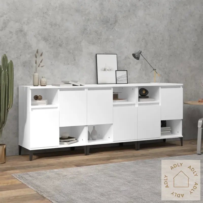 Skjenker 3 Stk Hvit 60X35X70 Cm Konstruert Tre
