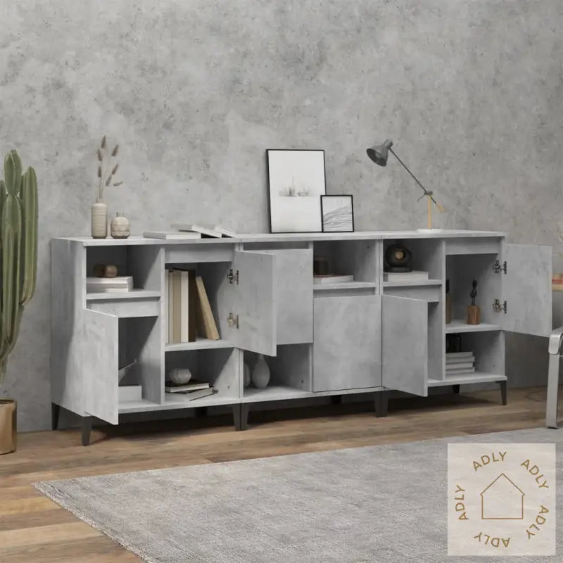 Skjenker 3 Stk Betonggrå 60X35X70 Cm Konstruert Tre