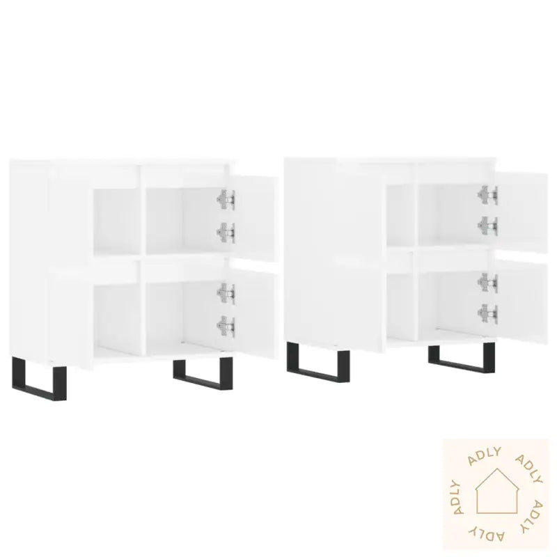 Skjenker 2 Stk Høyglans Hvit Konstruert Tre